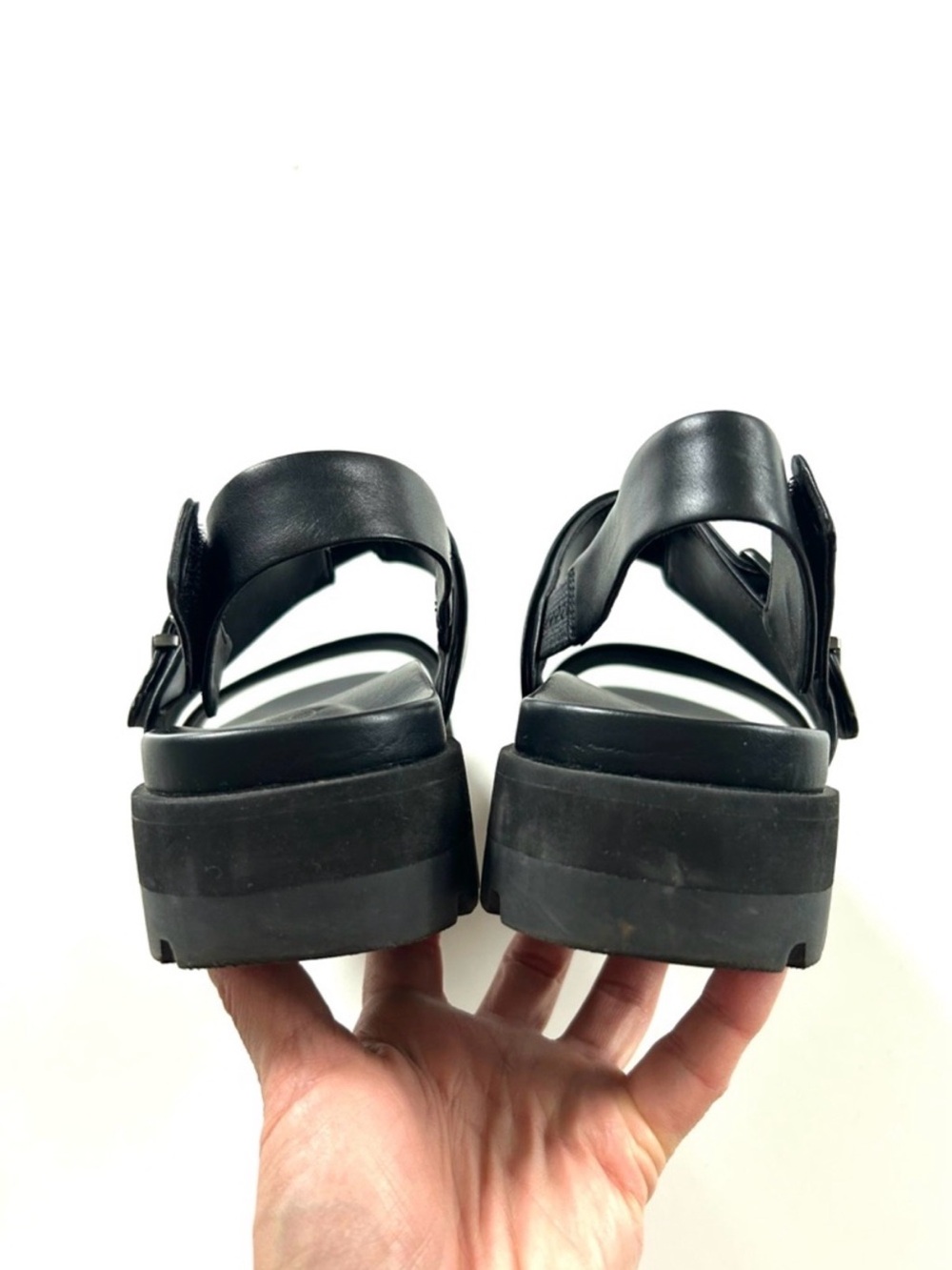 Vionic Black Premium Leather Torrance Platform Lug Sandals - Picture 3 of 9